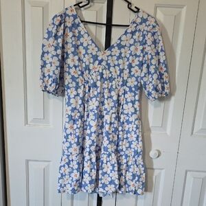 Floral Blue and White Dress